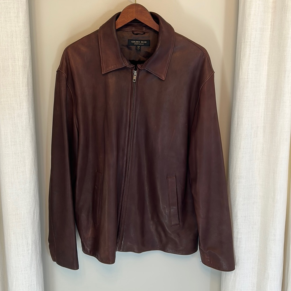 Golden Bear Sportswear Men’s Brown Leather Jacket | L